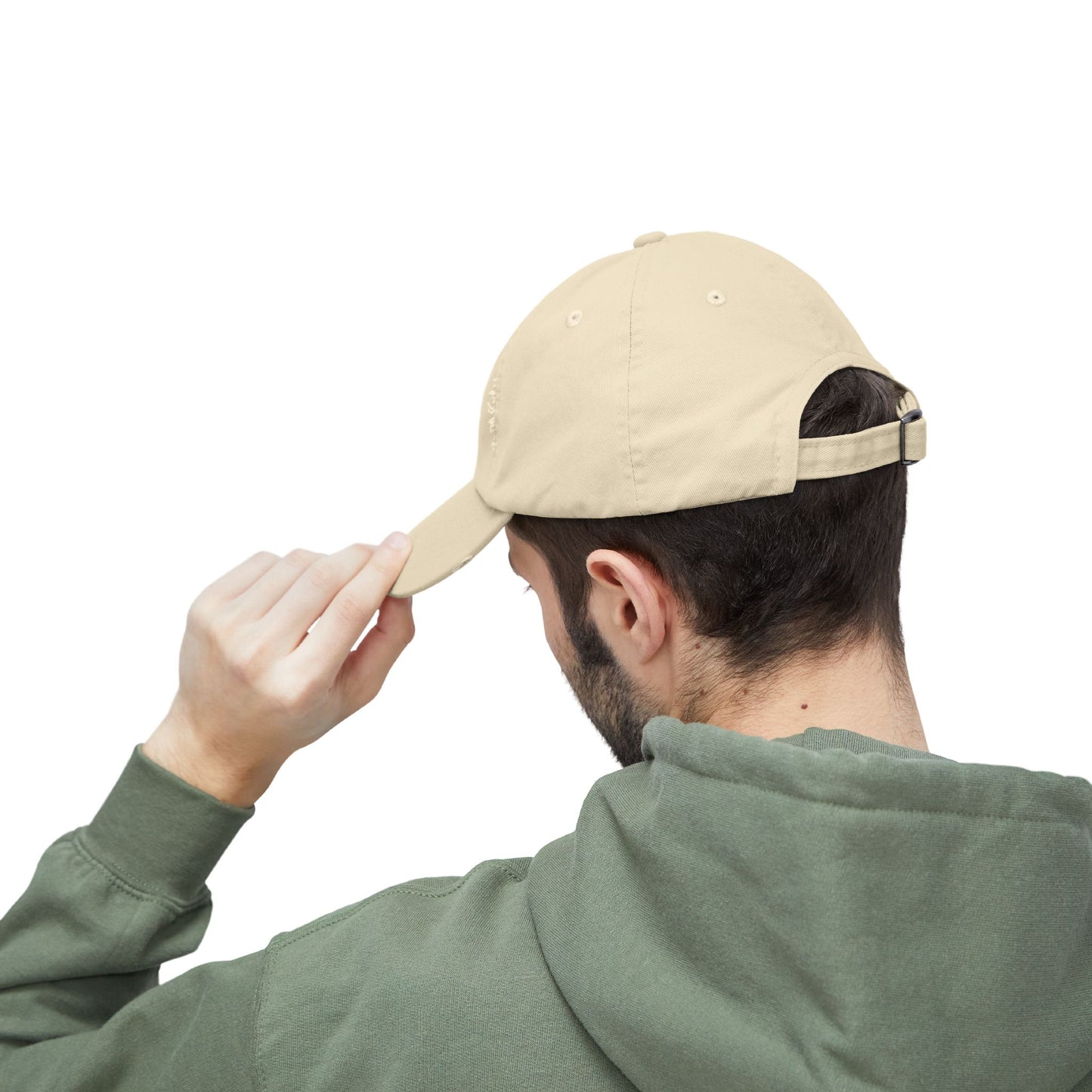 Unisex Distressed Cap with Weightlifter Design