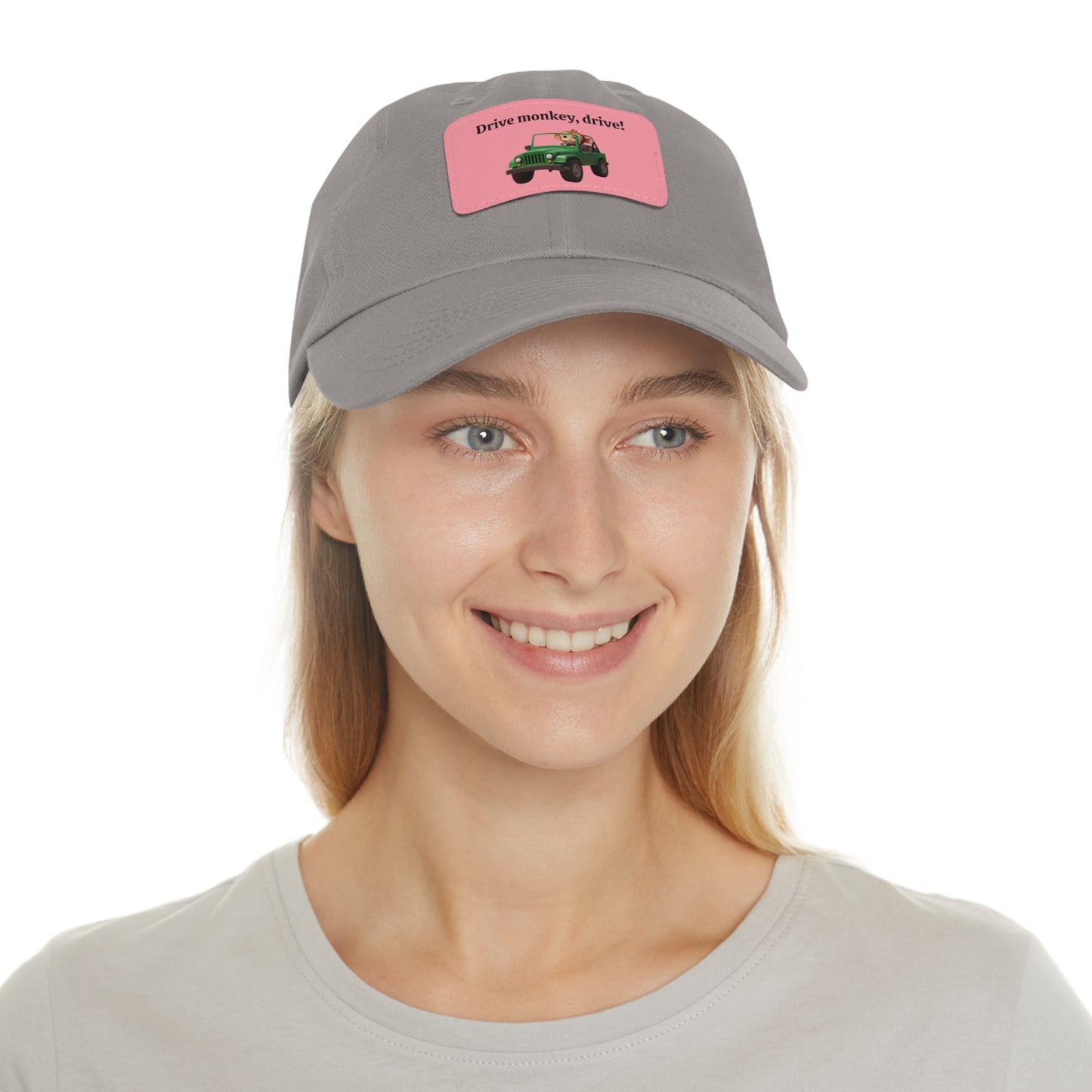 Hat with Leather Patch - "Drive Monkey, Drive!"
