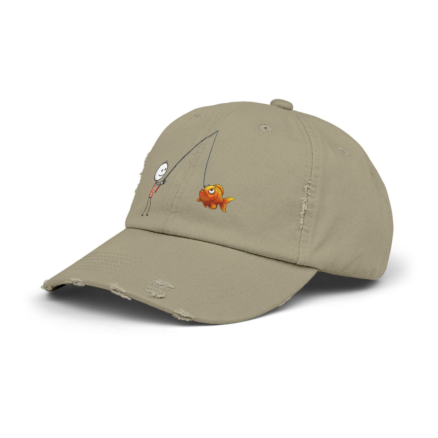Fisherman Distressed Cap - Fun Cartoon Design