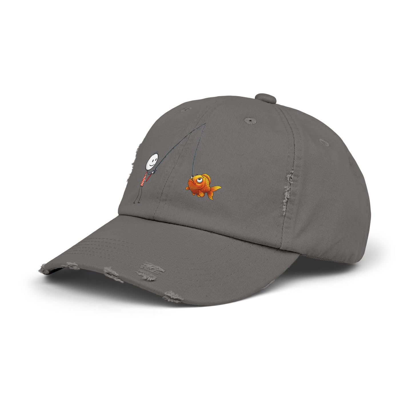 Fisherman Distressed Cap - Fun Cartoon Design