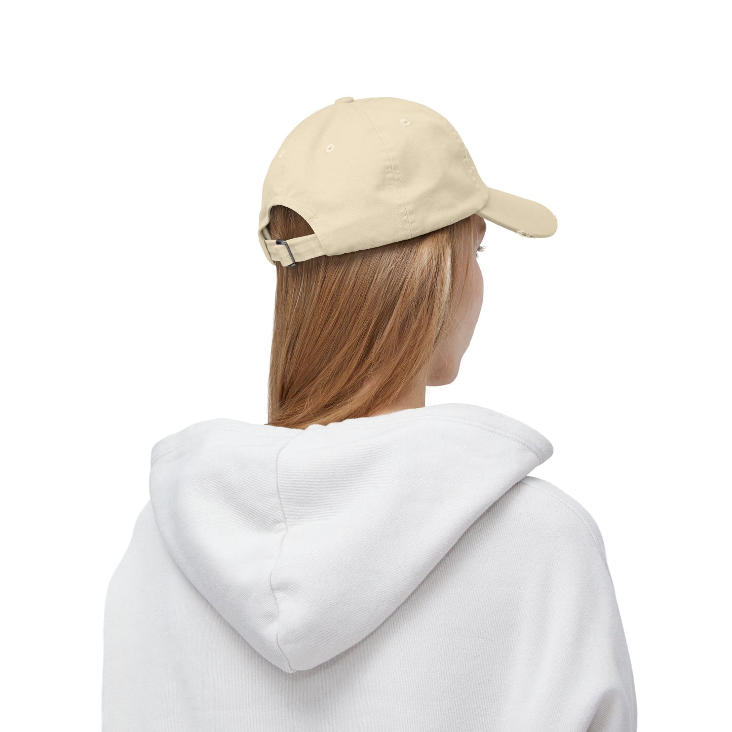 Unisex Distressed Cap with Weightlifter Design