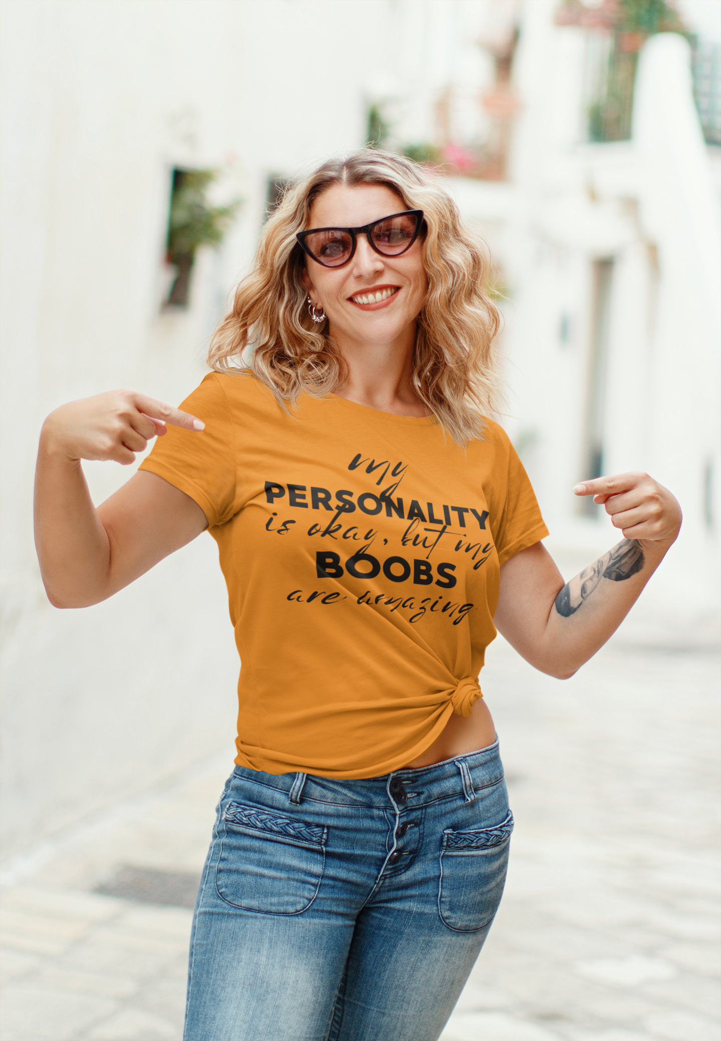 Funny Personality & Boobs Tee, Humorous Unisex Shirt, Gift for Friends, Casual Wear, Funny Statement Tee