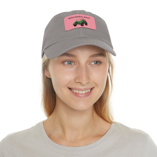 Hat with Leather Patch - "Drive Monkey, Drive!"